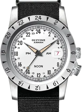 Glycine Airman Vintage NOON White, reference GL0376/GL