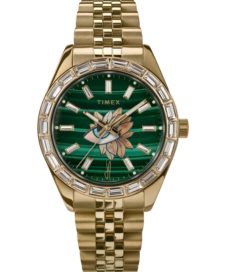 Timex Legacy x Jacquie Aiche Malachite Tribe Eye 36mm Watch, reference TW2V73000JR