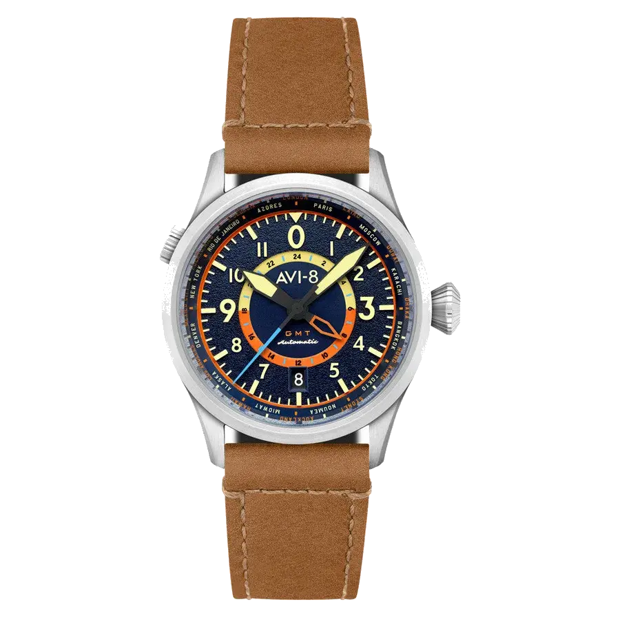 AVI-8 Flyboy Wingman Worldtimer GMT with Atlantic Blue Dial, reference AV-4120-01
