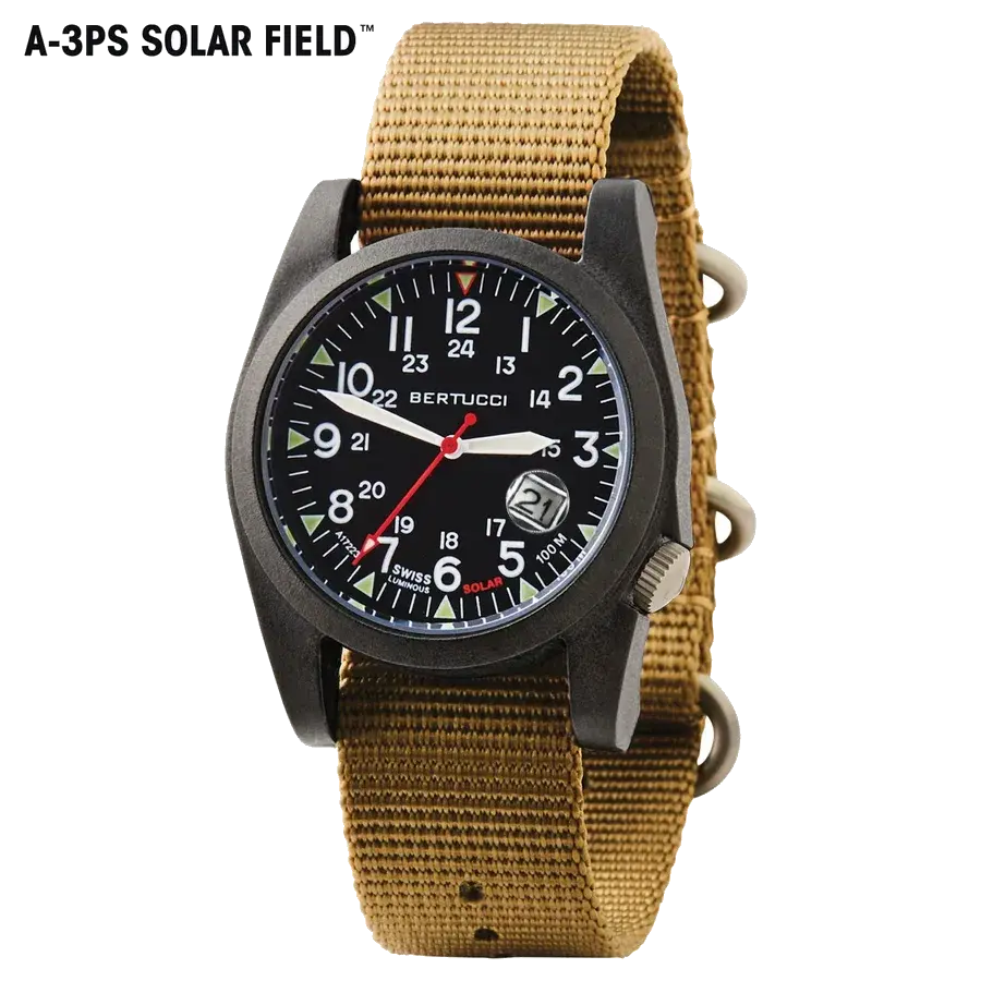 ultimatefieldwatch.com - Bertucci Bertucci #13802 A-3PS Solar Field Black Khaki, reference 13802