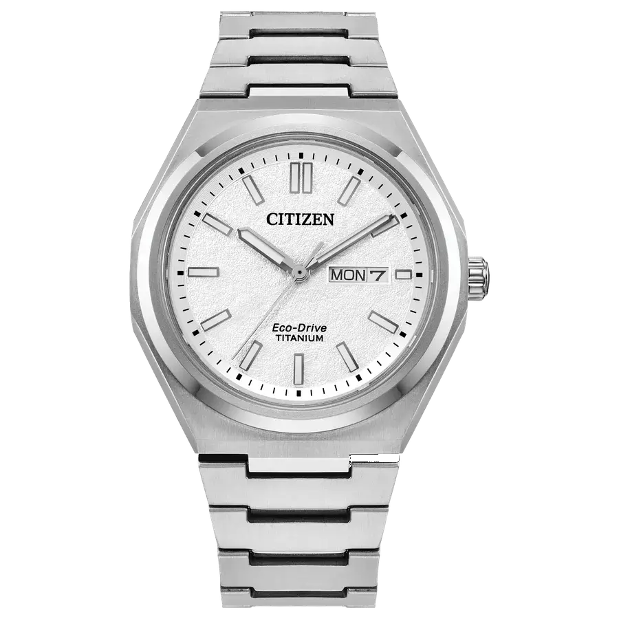 Citizen Zenshin Super Titanium White Textured Dial Eco-Drive, reference AW0130-85A