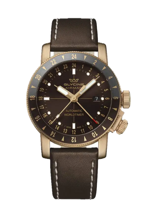 Glycine Airman Contemporary Bronze GMT 44mm / Brown / Brown Brown Dial, reference GL0549
