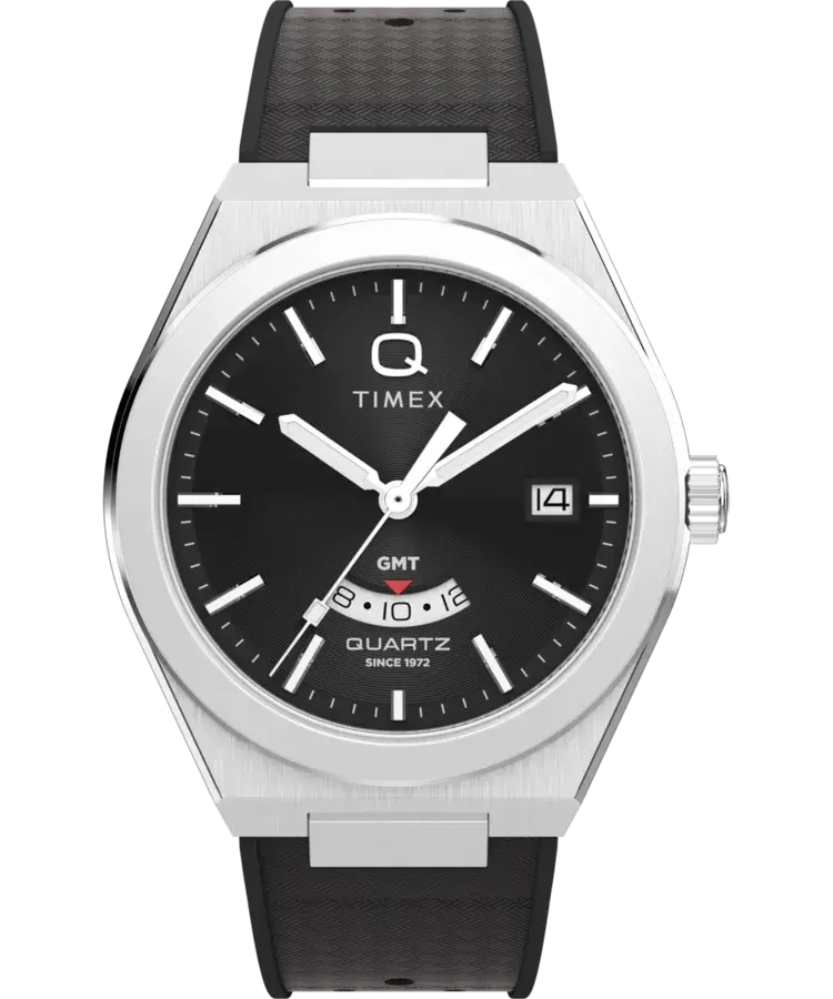 Timex Q Timex Continental GMT 39mm Synthetic Rubber Watch, reference TW2Y24900VQ