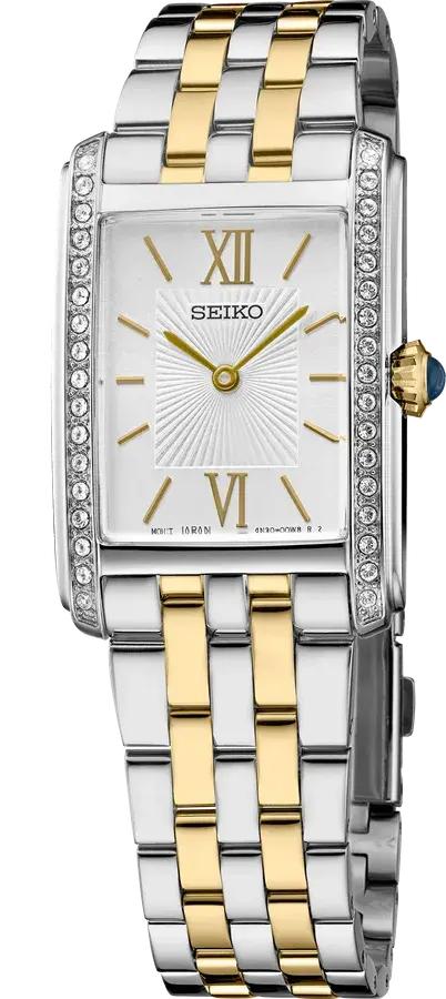 Seiko Essentials SWR093 Two-Tone Tank Quartz 34 Crystals Stainless Steel, reference SWR093