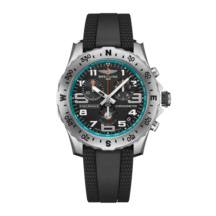 Breitling Endurance Pro 44 Miami Dolphins Edition | 44mm, Titanium, Rubber, Turquoise Dial, reference
