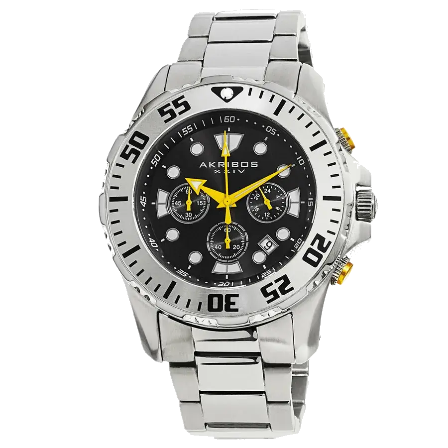 Akribos Casual Silver/Stainless Steel | Black Dial, reference AK661SSB