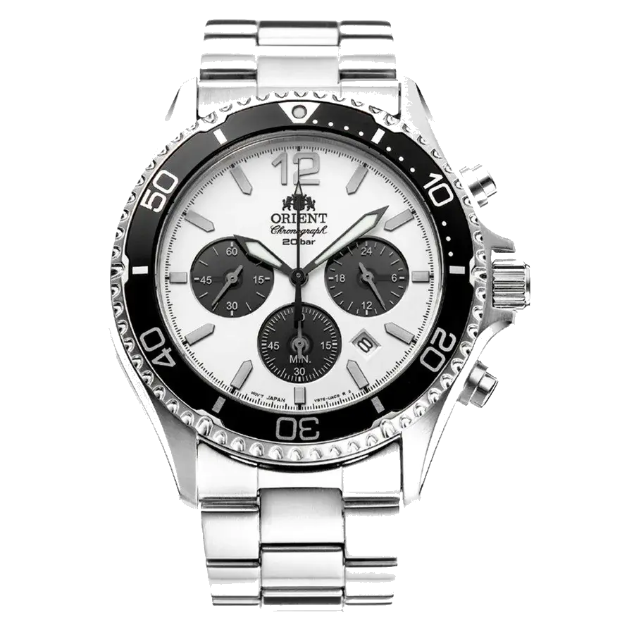 Orient Solar Sports Chronograph with White Dial, reference RA-TX0203S10B