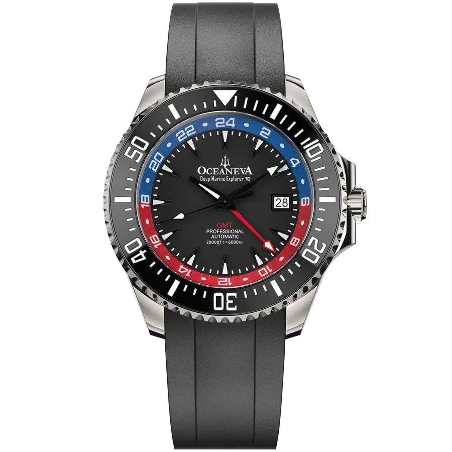 Oceaneva 6000m Marine Explorer VI GMT Automatic Grade 5 Titanium Blue Red Limited Edition, reference VI9075BKRDBKCR5RIR