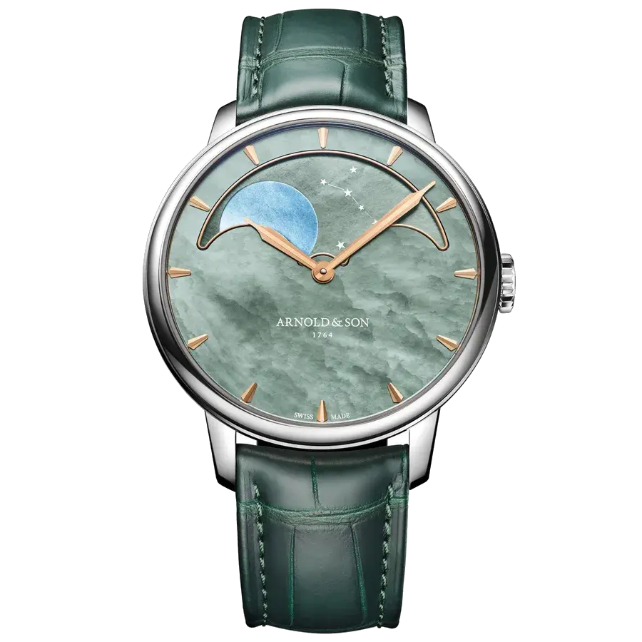 Arnold & Son HM Perpetual Moon Steel 41.5 Green Dial Green Mop, reference 1GLBS.M01A.C1242S