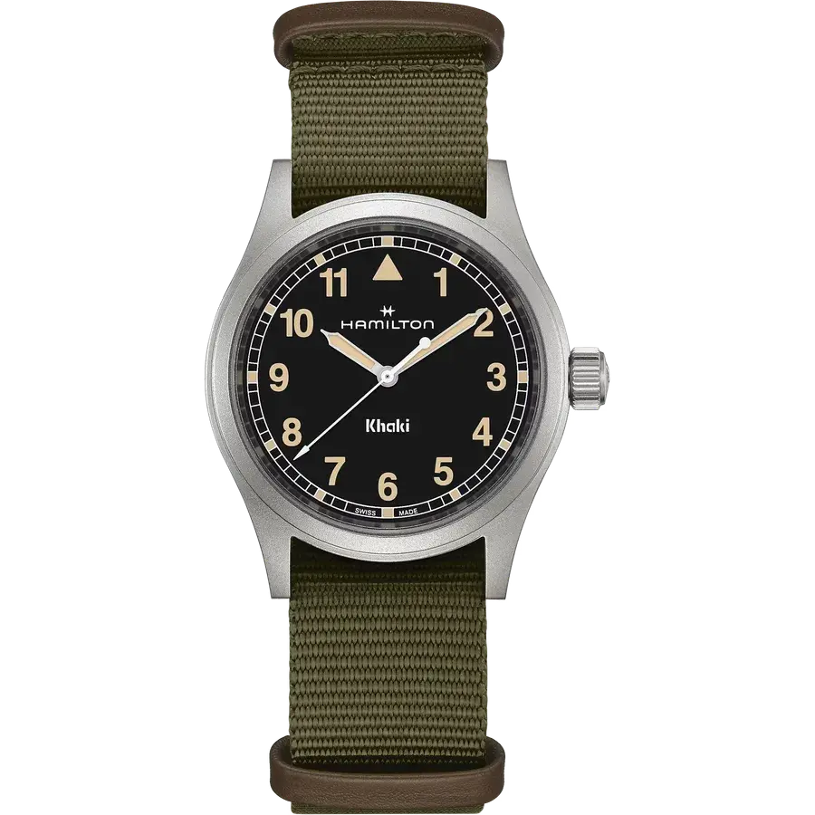 Hamilton Khaki Field Quartz 38mm Black Dial Green Nato, reference H69401930