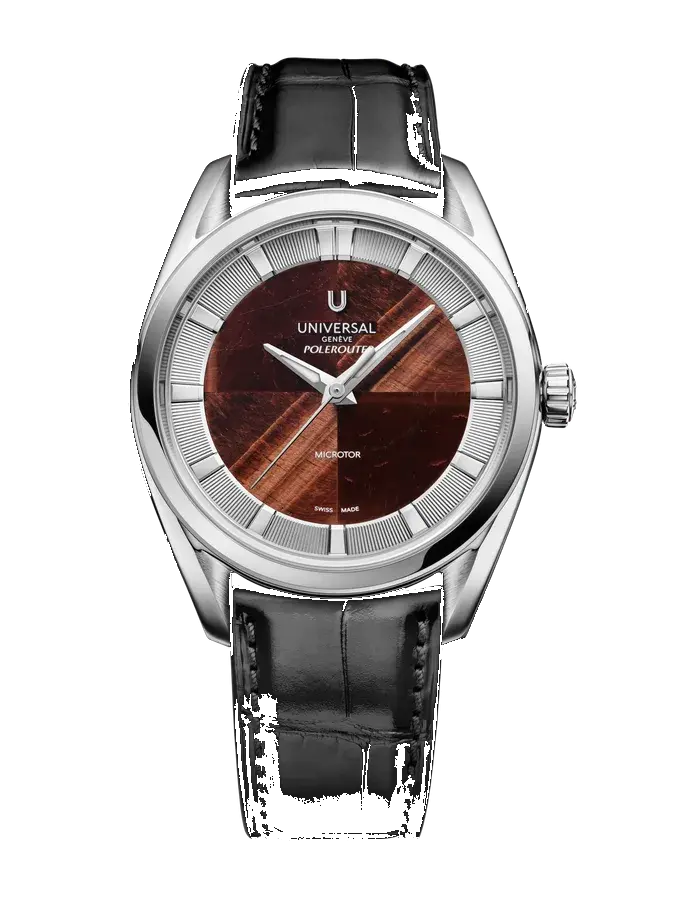 Universal Genève The Polerouter Hardstone | 39mm, Steel, Leather, Brown Dial, reference 