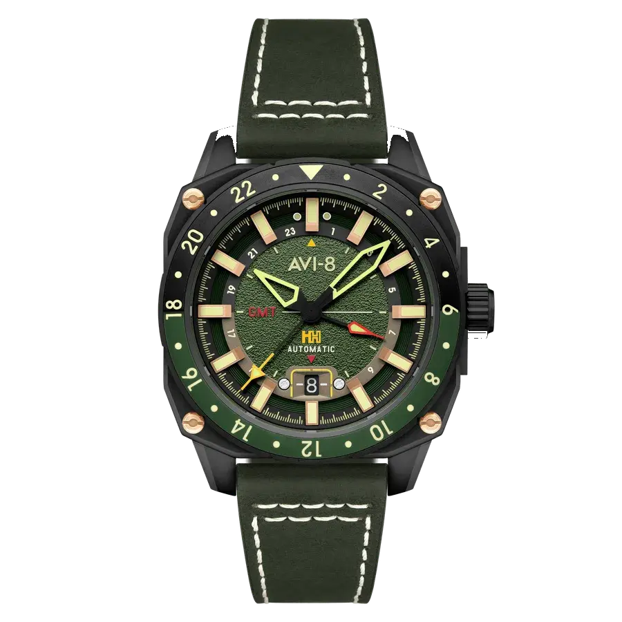 AVI-8 Hawker Hunter Atlas GMT Automatic Amazon Green, reference AV-4122-03