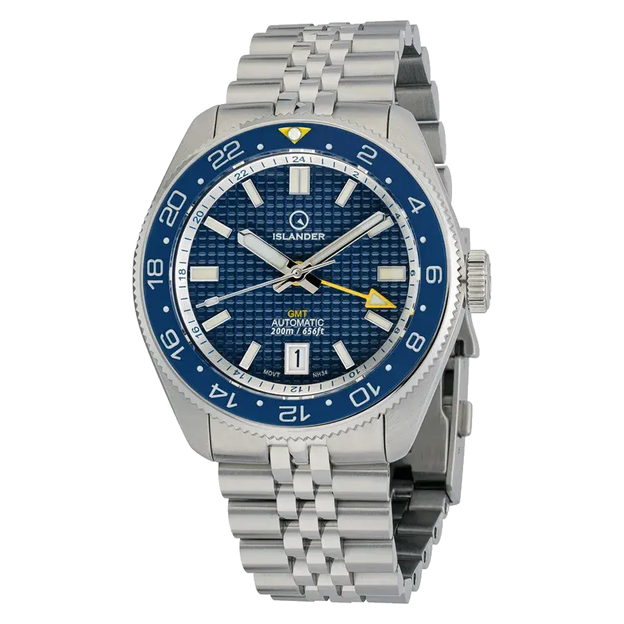 Islander Automatic GMT Dive Watch with Blue Waffle Dial, reference ISL-214