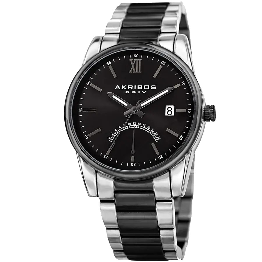 Akribos Black Dial Two-tone Men's Watch Black/Silver | Black Dial, reference AK962TTB