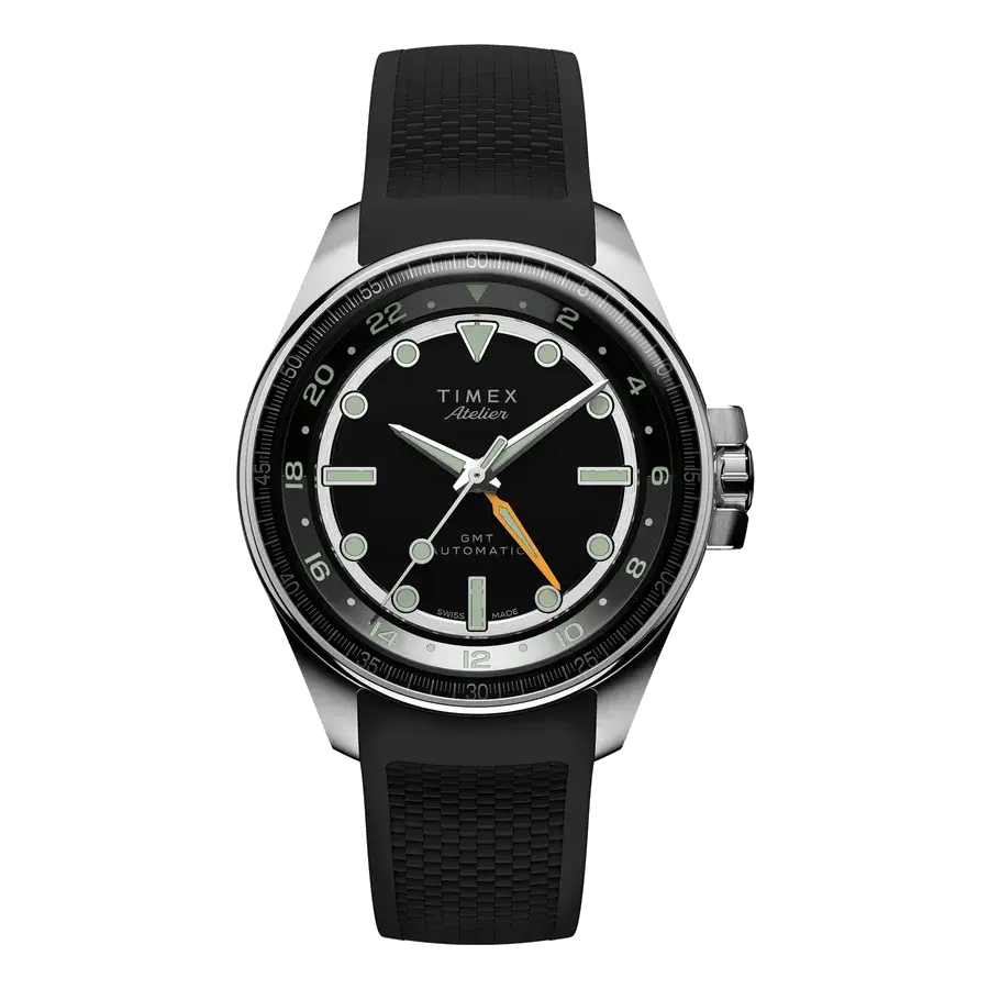 Timex Atelier GMT24 M1a Swiss Made Automatic | 40mm, Steel, Black Dial, reference 