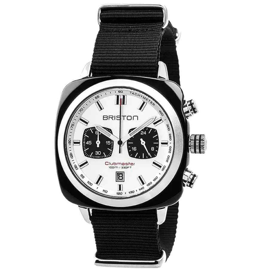 Briston Clubmaster Sport Chronograph Black White, reference 17142.SA.BS.2.NB