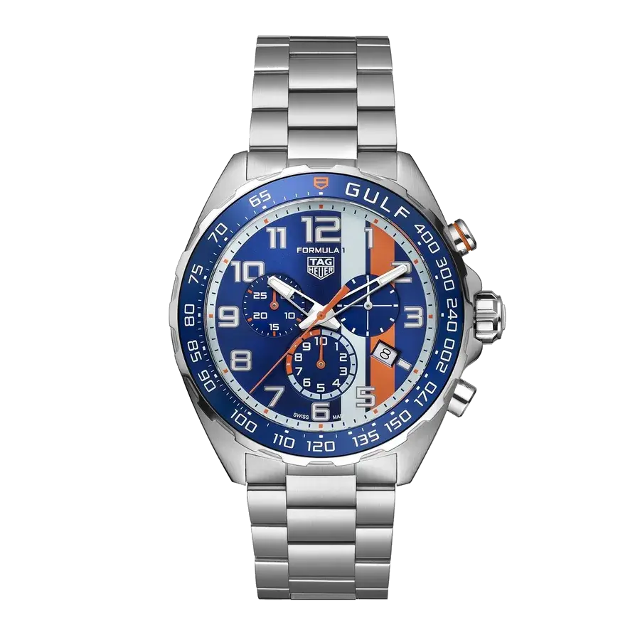 TAG Heuer Special Edition Formula 1 Chronograph X Gulf | 43mm, Steel, Blue Dial, reference 