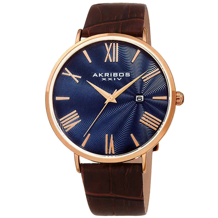 Akribos Casual Brown/Leather | Blue Dial, reference AK1041RGBU