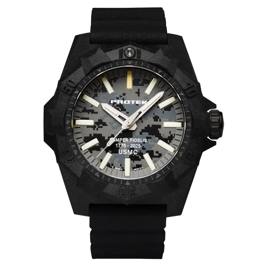 ProTek Aggressor Carbon USMC 250th Anniversary Watch with Grey Camo Dial, reference PT4109SFC