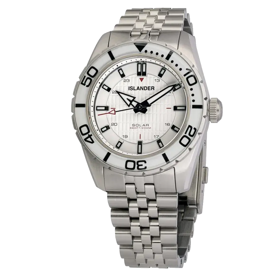 Islander Saltaire 38mm Solar Dive Watch with Pure White Dial, reference ISL-281