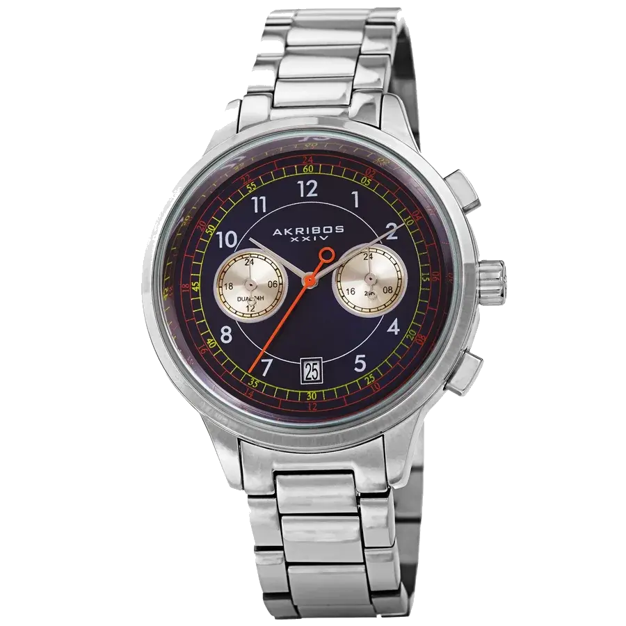 Akribos Casual Silver/Stainless Steel | Blue Dial, reference AK1071SSBU