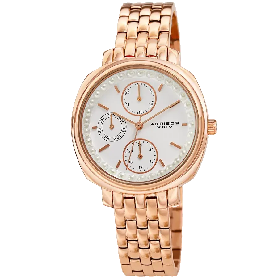 Akribos Casual Rose Gold/Stainless Steel | White Dial, reference AK1114RG