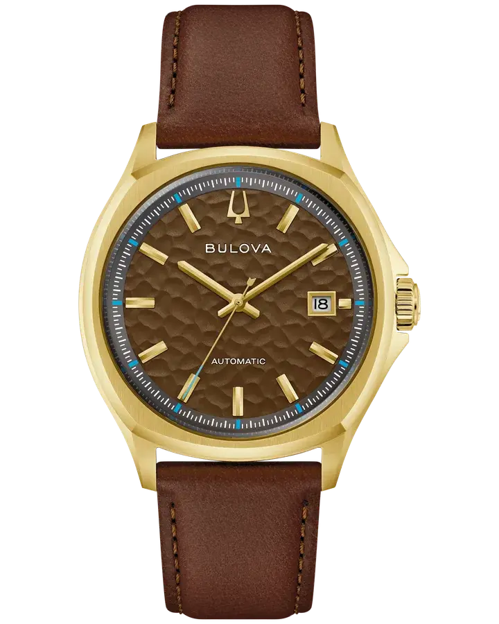 Bulova Tony Bennett NYC Brown Hammered Dial Automatic Gold Tone, reference 97B244