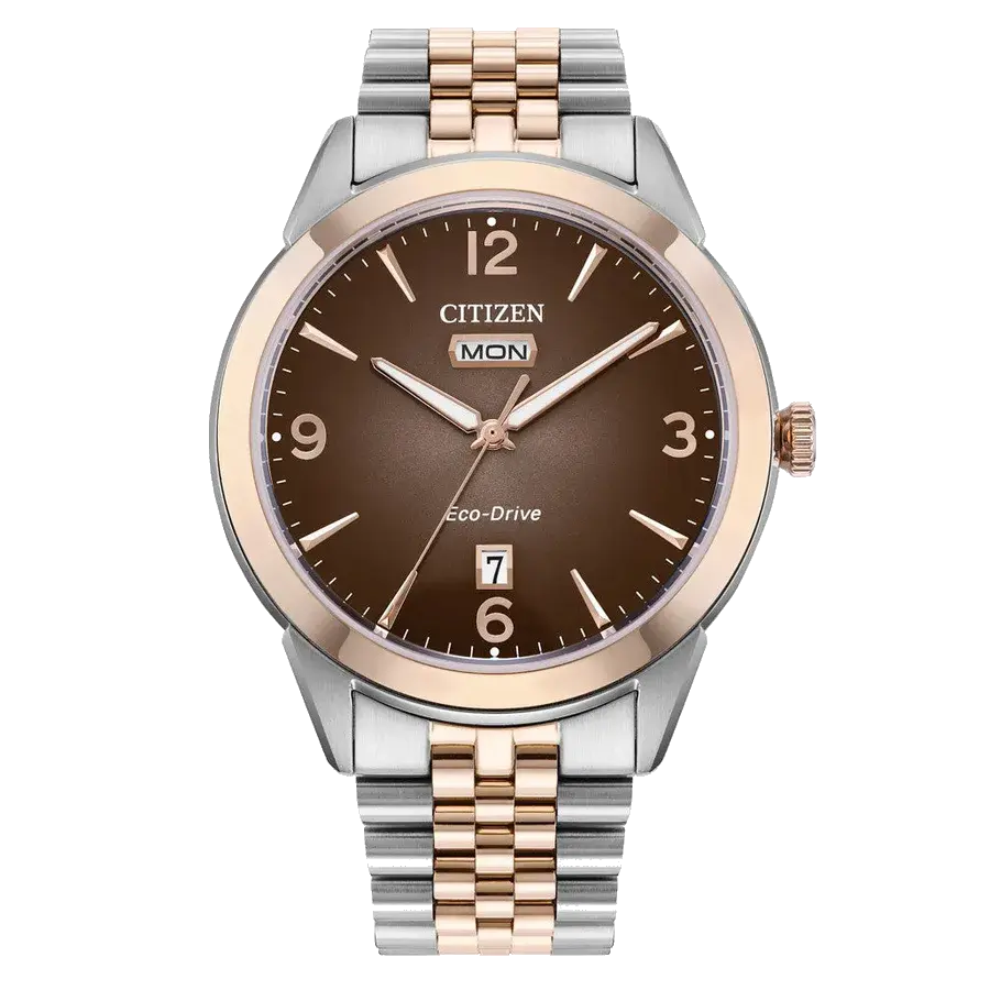 Citizen Rolan Eco-Drive Day-Date Two-Tone with Brown Dial, reference AW0156-57X