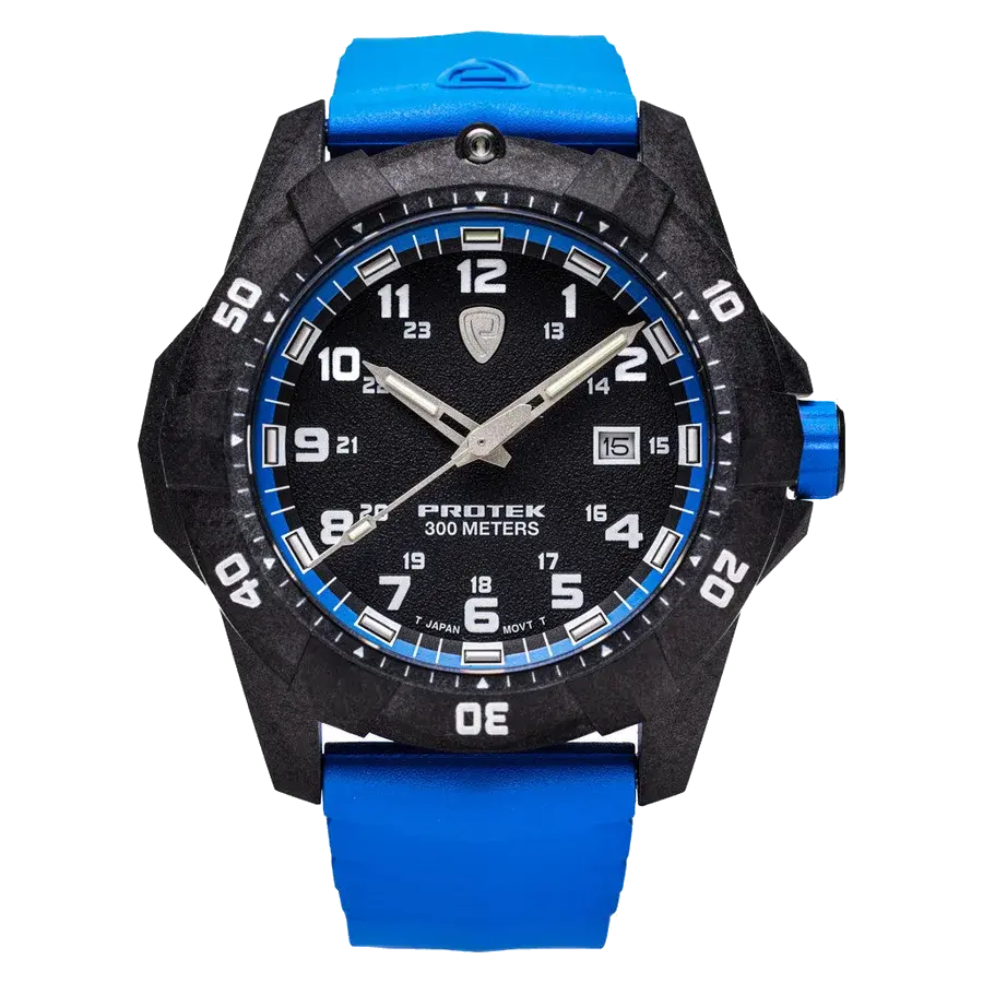 ProTek Carbon Composite Tritium Dive Watch 1000 Series with Blue Accents, reference PT1003B