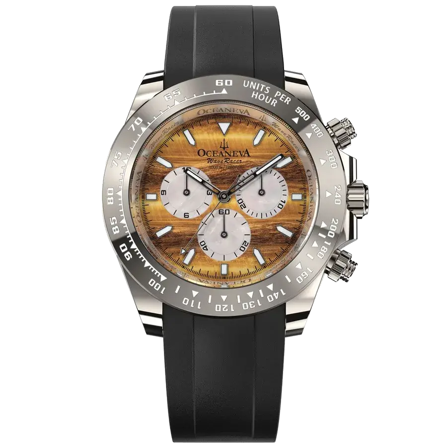 Oceaneva WaveRacer 1000M Grade 5 Titanium Automatic Chrono Tigers Eye Limited Edition, reference WROC4155TGRWMOP5TT