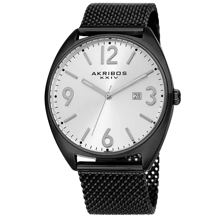 Akribos Casual Black/Stainless Steel | Silver Dial, reference AK1026BK