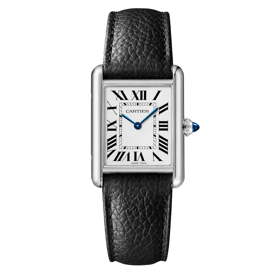 Cartier Tank Must Solarbeat™ Large Model | 25.5mm, Steel, Leather, White Dial, reference 