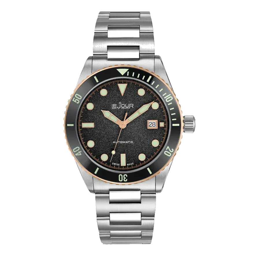 Le Jour Seacolt Automatic Swiss Dive Watch with Black Textured Dial, reference LJ-SCD-001