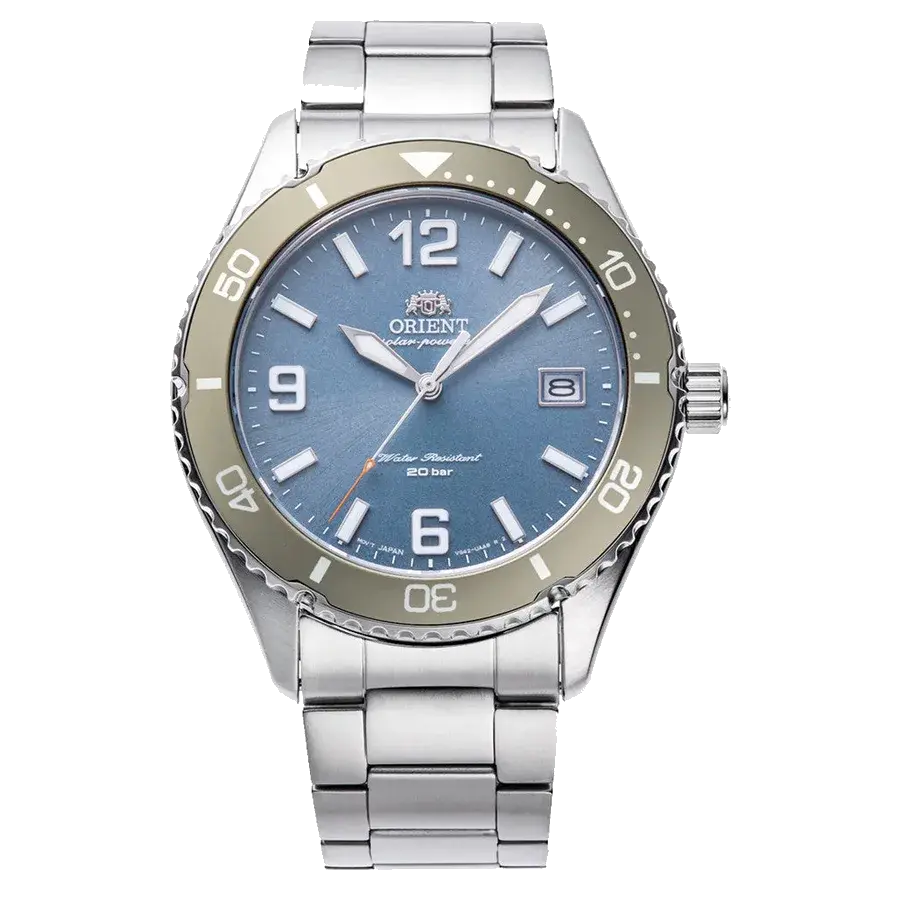 Orient Solar Quartz Diver Watch with Blue Sunburst Dial, reference RA-WJ0002L10B