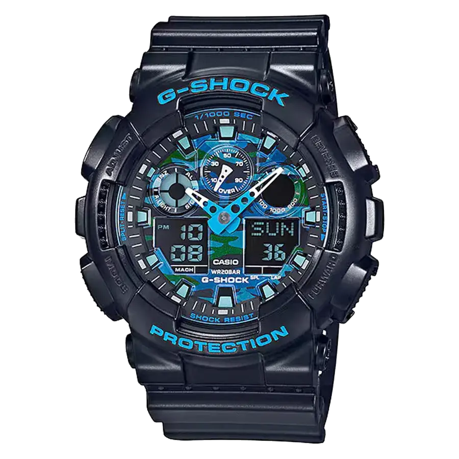 Casio G-Shock GA-100 Series in Black and Blue, reference GA100CB-1A