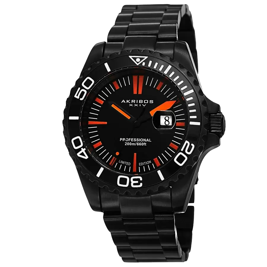 Akribos Black IP Stainless Steel Men's Watch (Black), reference AK735BK
