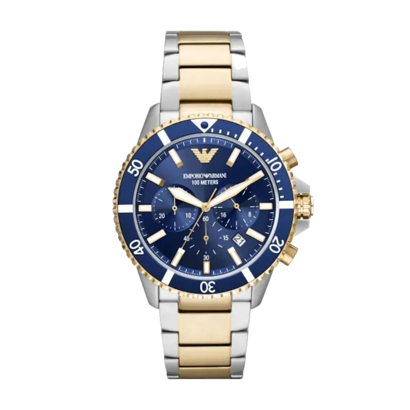 Emporio Armani Chronograph Men's Two Tone Steel Watch, reference 