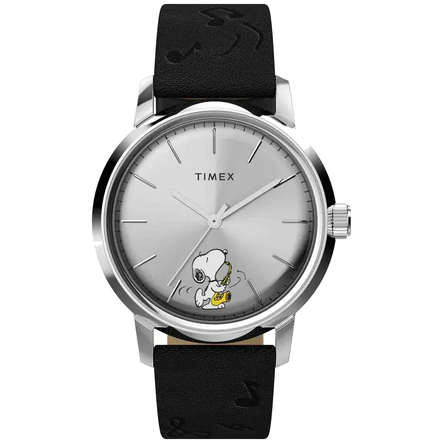 Timex Marlin Automatic x Peanuts Saxophonist 40mm Silver, reference TW2W688000Q