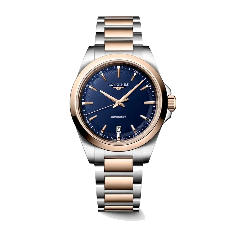 Longines Conquest 38mm Blue Sandblasted Dial & Two Tone Watch, reference 