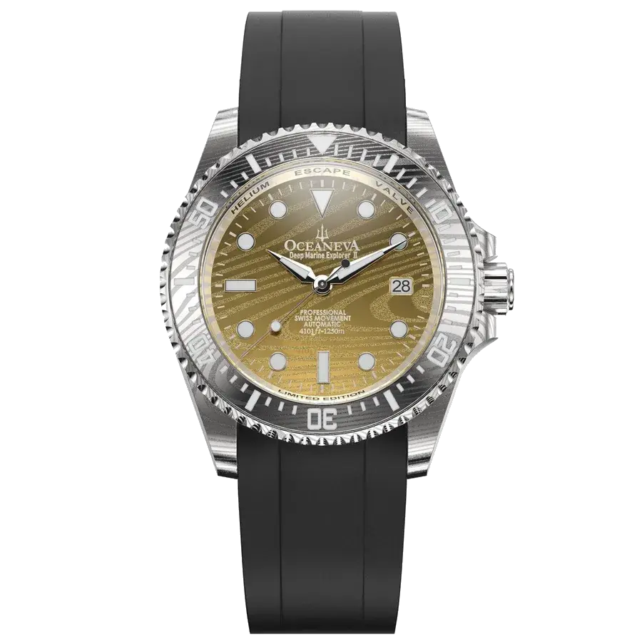 Oceaneva Deep Marine Explorer II Damascus Yellow Gold Limited Edition, reference DM200YGDM