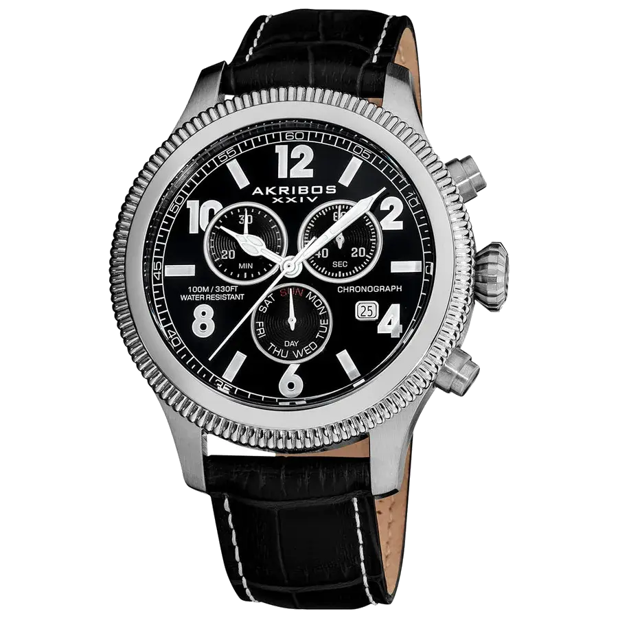 Akribos Casual Black/Leather | Black Dial, reference AK575BK