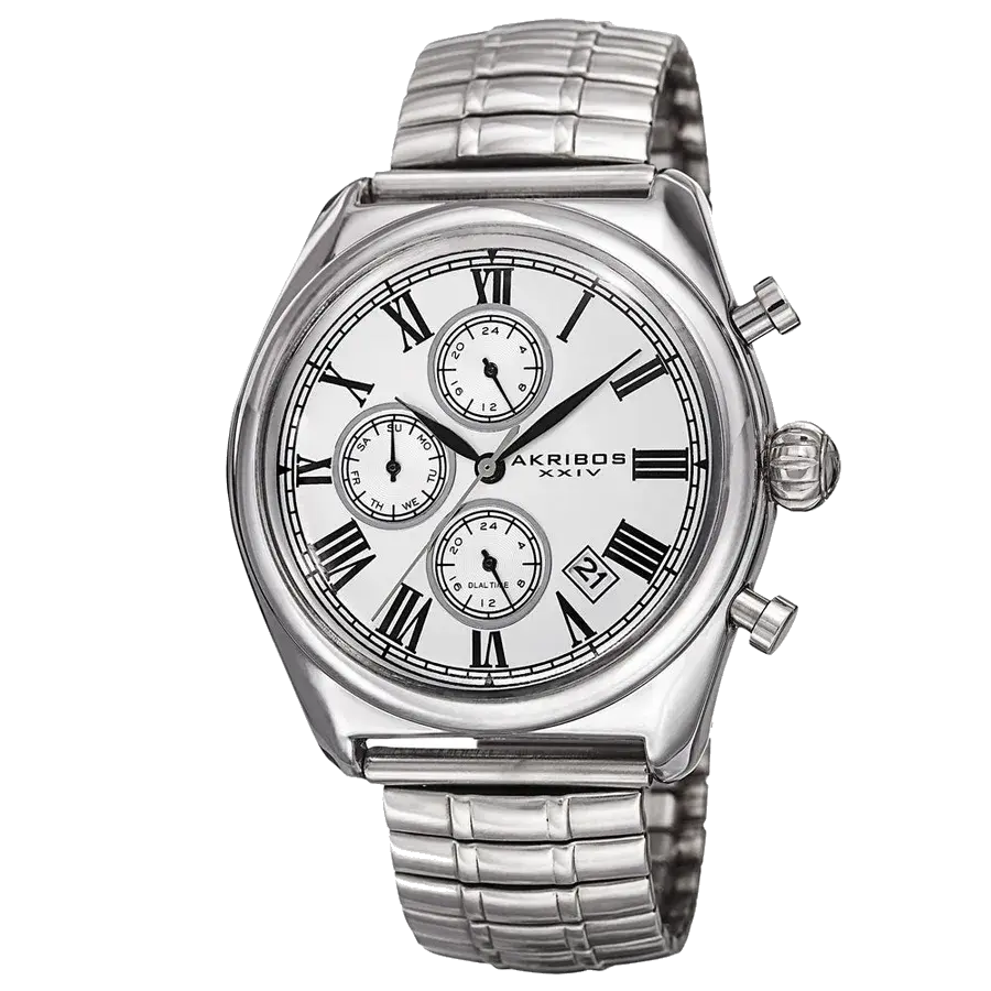 Akribos Casual Silver/Stainless Steel | Silver Dial, reference AK827SS