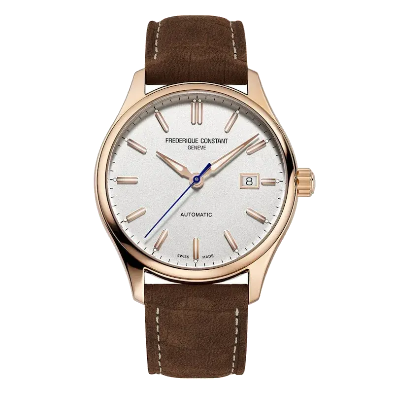 Frederique Constant Classics Rose Gold Tone & Brown Leather Watch, reference 