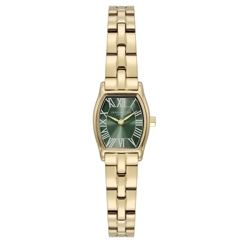 Olivia Burton Cambridge 18mm Forest Green & Gold IP Watch, reference 