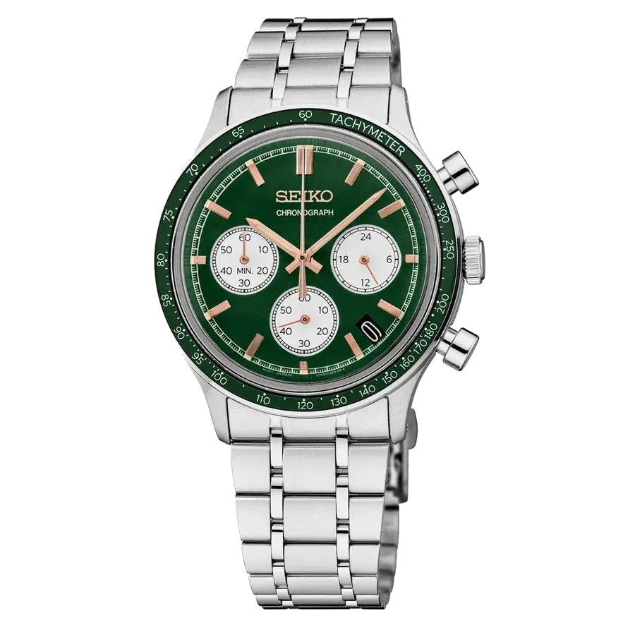 Seiko Essentials Chronograph with Green Dial, reference SSB481