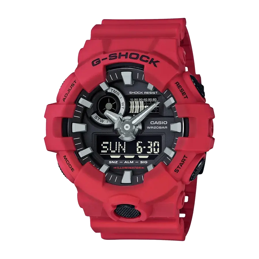 Casio GA-700-4A Quartz Icon Resin Red | 57.5mm, Resin, Black Dial, reference 