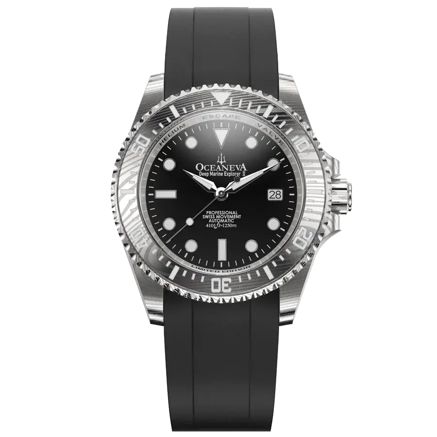 Oceaneva Deep Marine Explorer II Damascus Steel Black Limited Edition, reference DM200BK