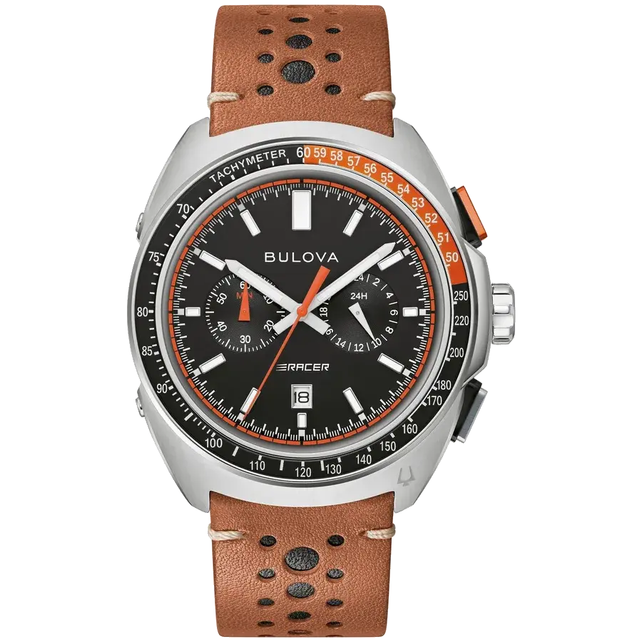 Bulova Racer Chronograph Black Dial Orange Accents, reference 98B427