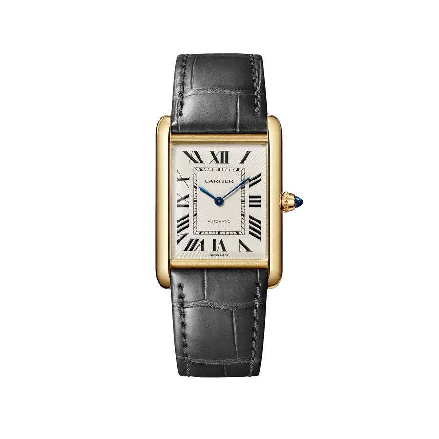 Cartier Tank Louis Cartier Large Model | 28mm, 18K Yellow Gold, Alligator Leather, White Dial, reference 