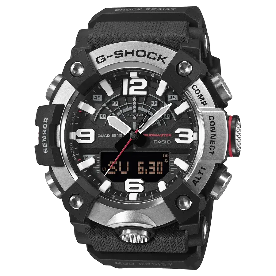 Casio GG-B100XM-1A Quartz Master of G Mudmaster Steel / Carbon Silver | 55mm, Steel & Carbon, Resin, Black Dial, reference 